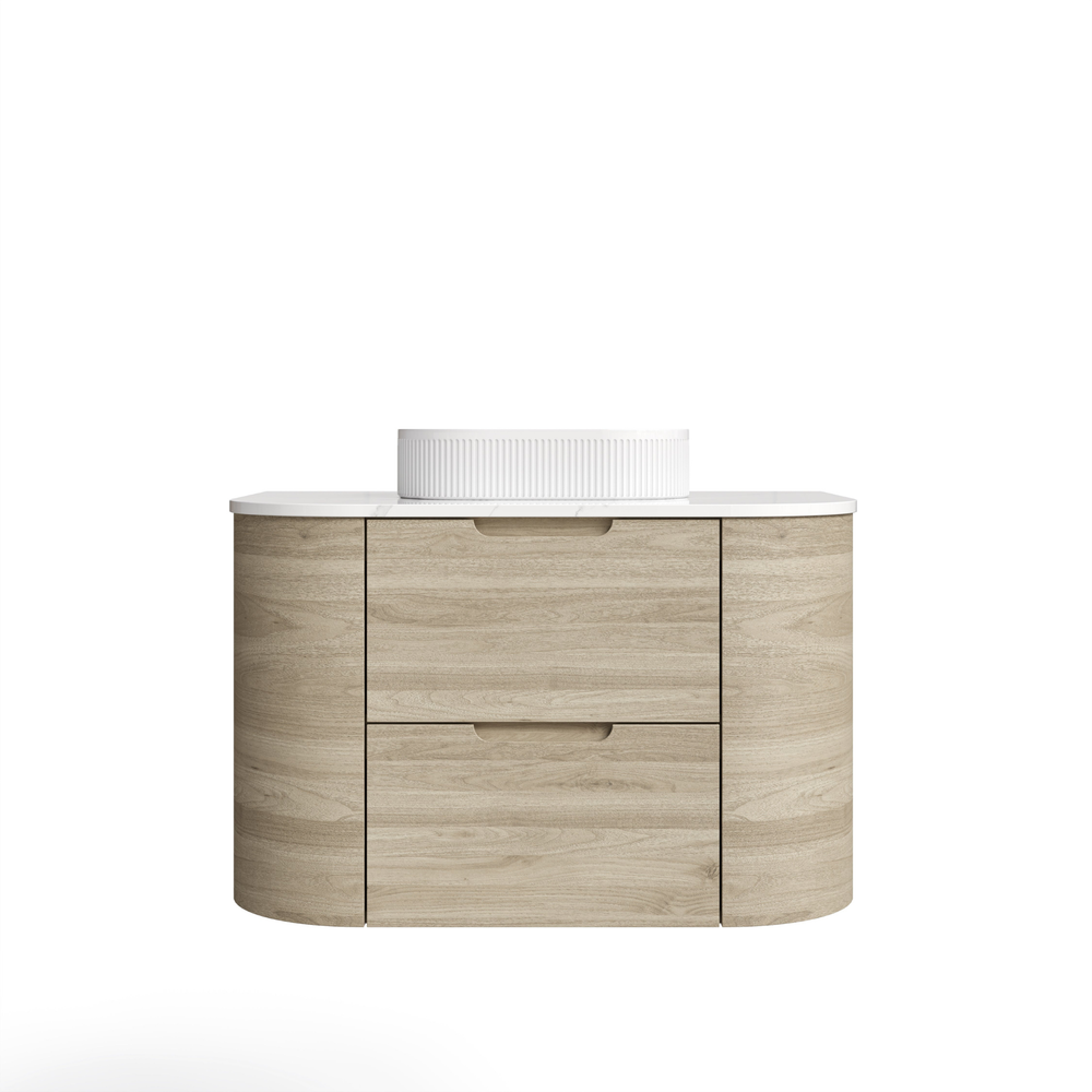 VITO CALVO CLASSIC OAK 900MM CURVED SINGLE BOWL WALL HUNG VANITY