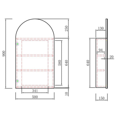 AULIC CANTERBURY MATTE WHITE SHAVING CABINET 500X900MM