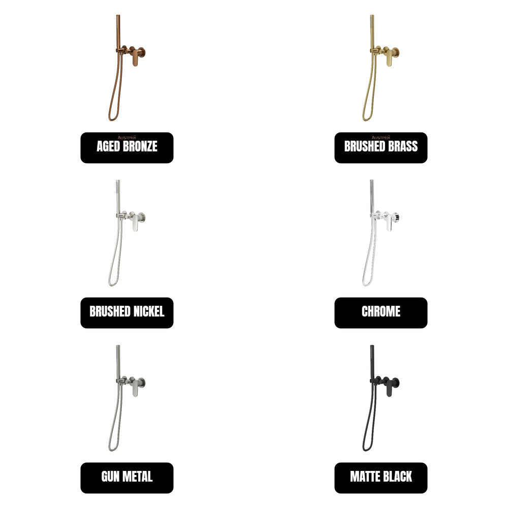 LINSOL CAPO 3-PLATE WALL MIXER WITH HAND SHOWER 235MM BRUSHED BRASS