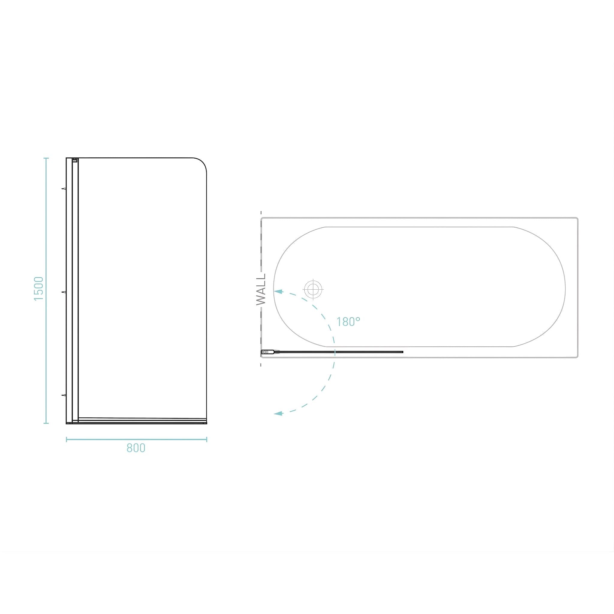 DECINA CASCADE FRAMELESS PIVOT PANEL BATH SHOWER SCREEN CHROME