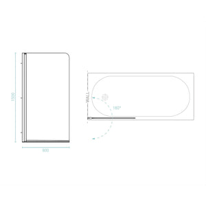 DECINA CASCADE FRAMELESS PIVOT PANEL BATH SHOWER SCREEN CHROME