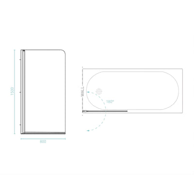 DECINA CASCADE FRAMELESS PIVOT PANEL BATH SHOWER SCREEN CHROME