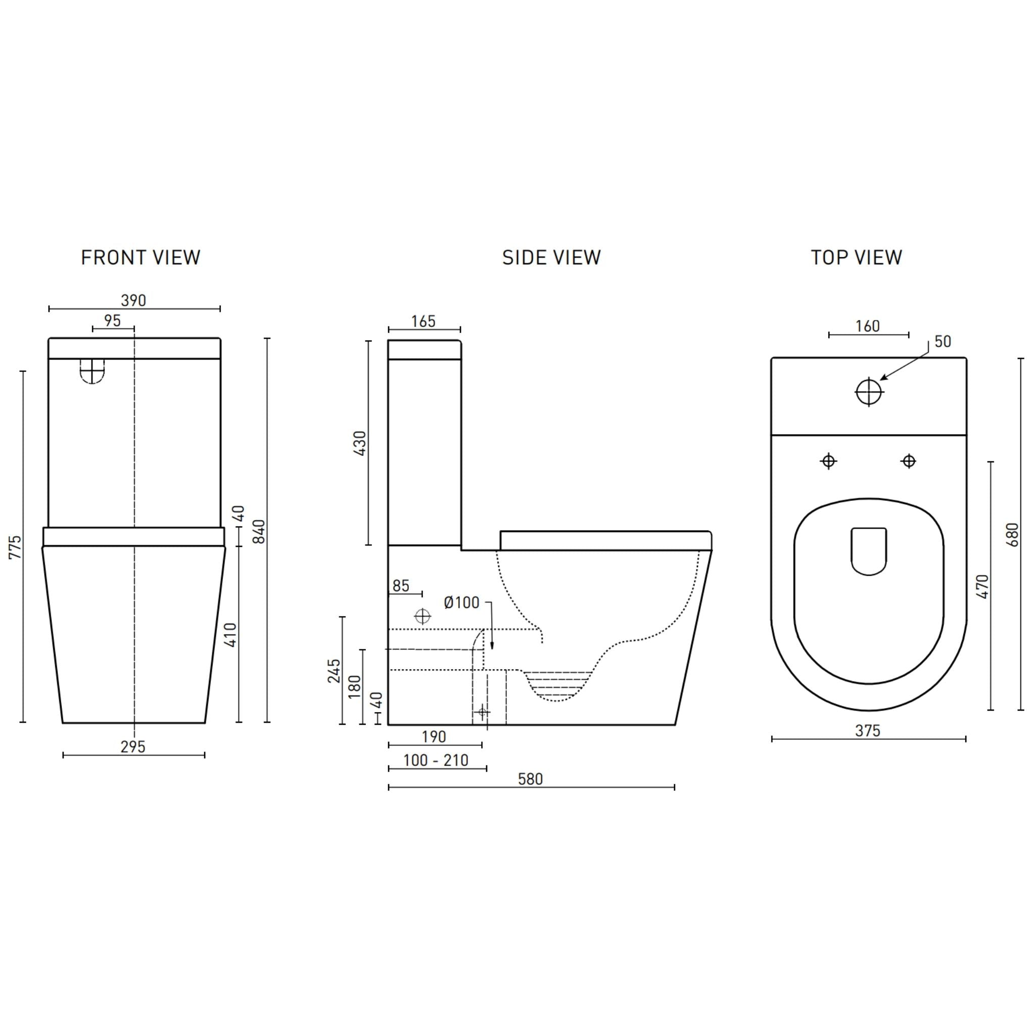 DECINA CARINA RIMLESS UNIVERSAL BACK-TO-WALL TOILET SUITE GLOSS WHITE