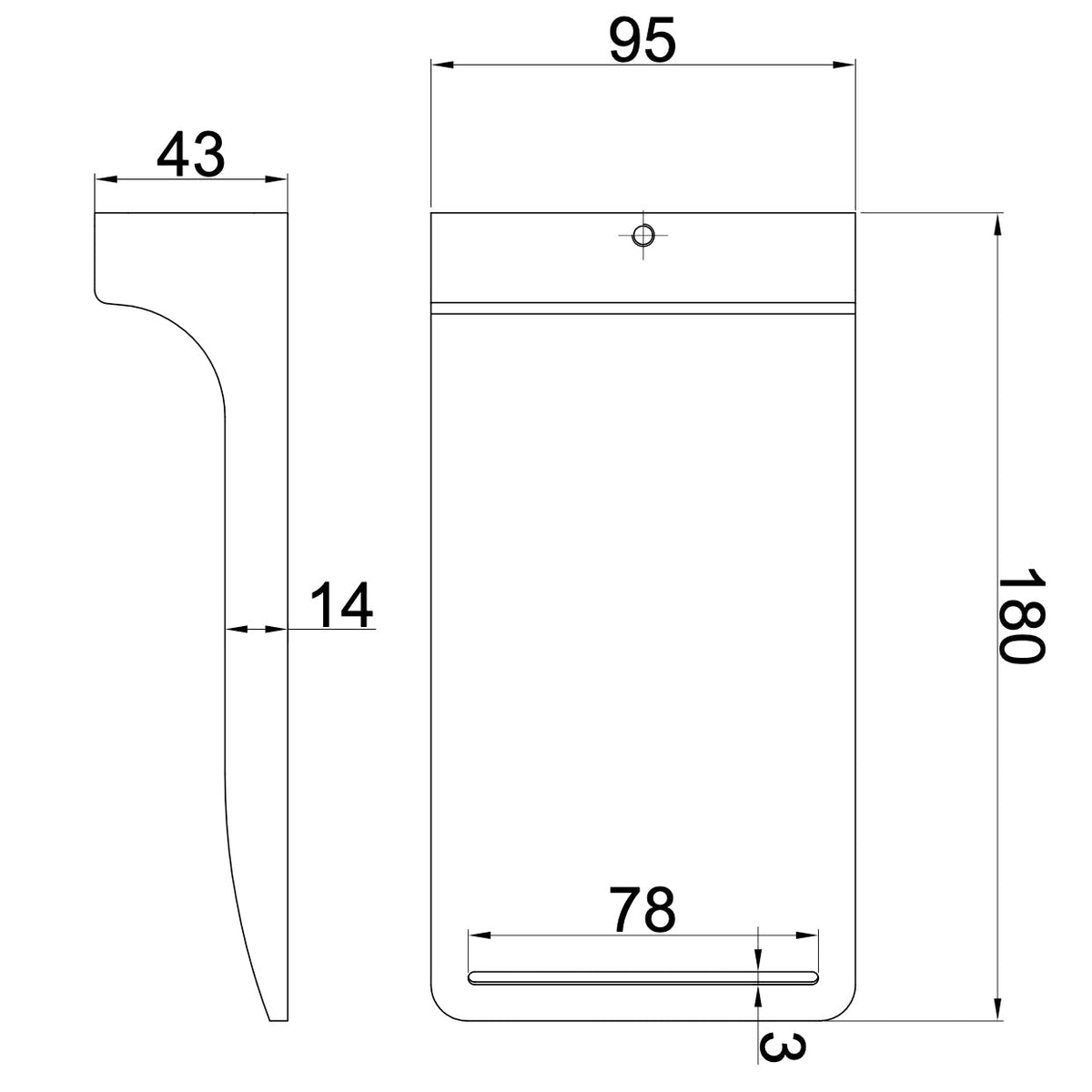 Linsol Cascada S2 Waterfall Bath Spout 180mm line drawing