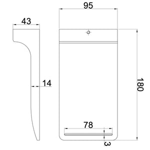 Linsol Cascada S2 Waterfall Bath Spout 180mm line drawing