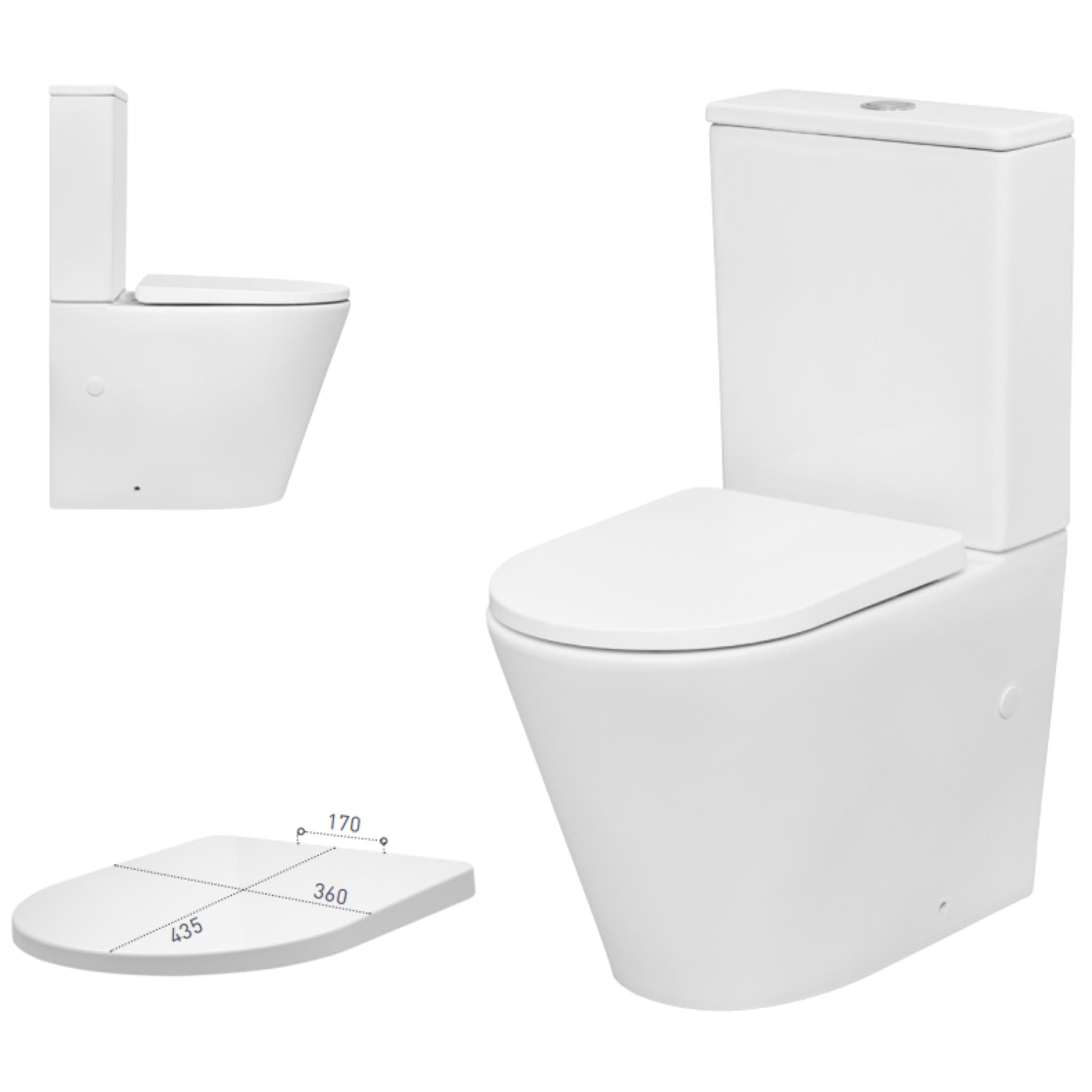 DECINA CAVAL EZI HEIGHT UNIVERSAL RIMLESS BACK-TO-WALL TOILET SUITE GLOSS WHITE