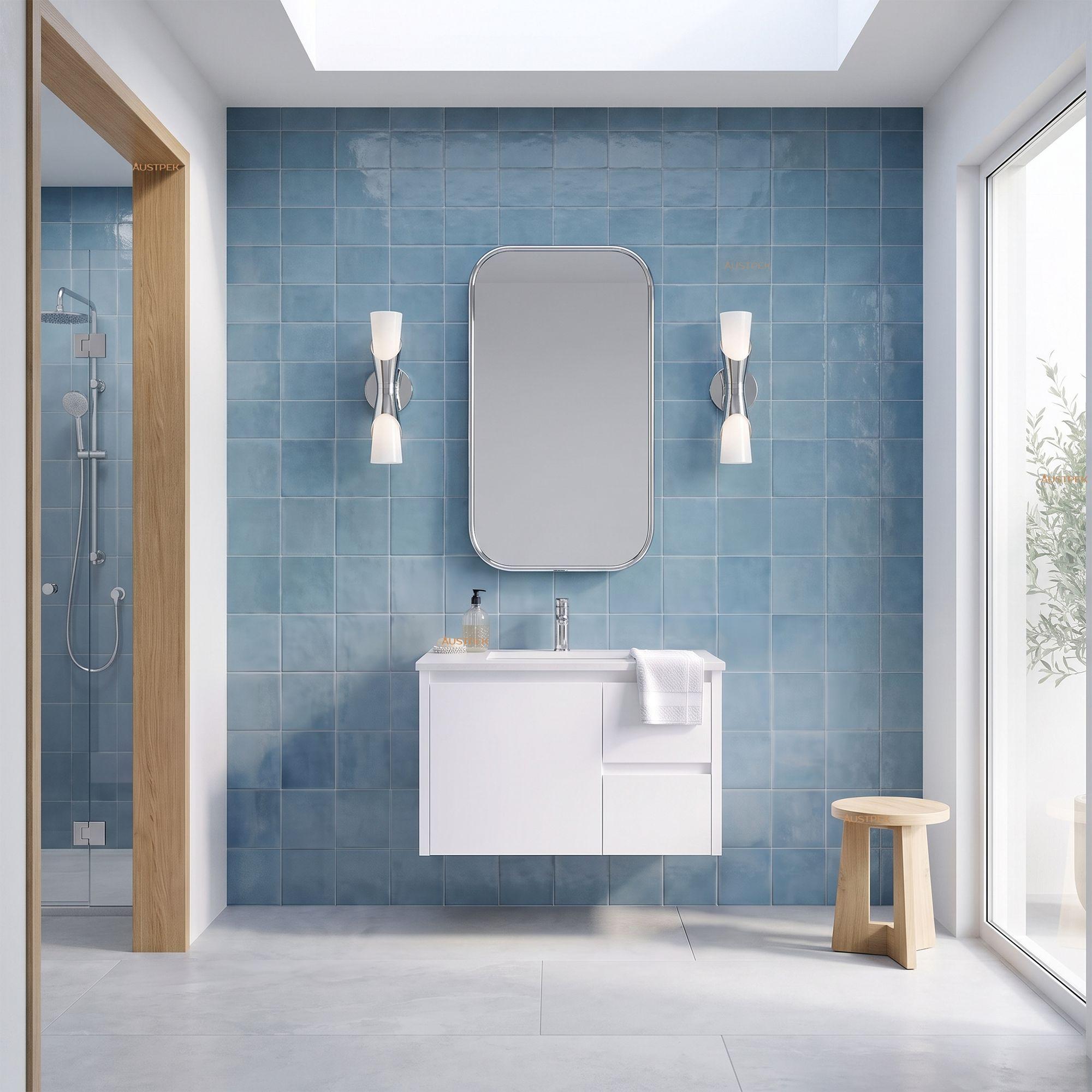 AULIC ALICE SATIN WHITE 750MM WALL HUNG VANITY (AVAILABLE IN LEFT AND RIGHT HAND DRAWER)