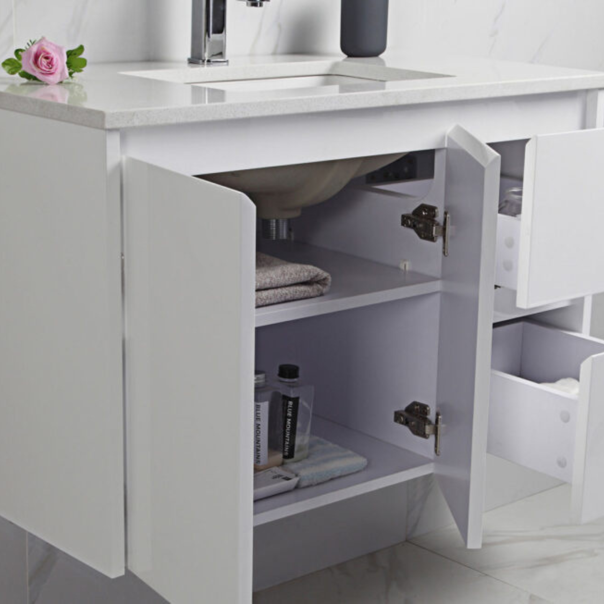 AULIC ALICE MATTE WHITE 750MM WALL HUNG VANITY (AVAILABLE IN LEFT AND RIGHT HAND DRAWER)