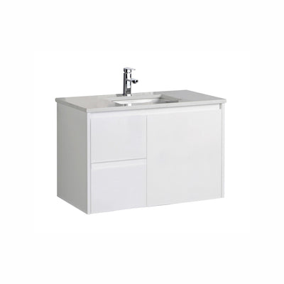 AULIC ALICE MATTE WHITE 750MM WALL HUNG VANITY (AVAILABLE IN LEFT AND RIGHT HAND DRAWER)