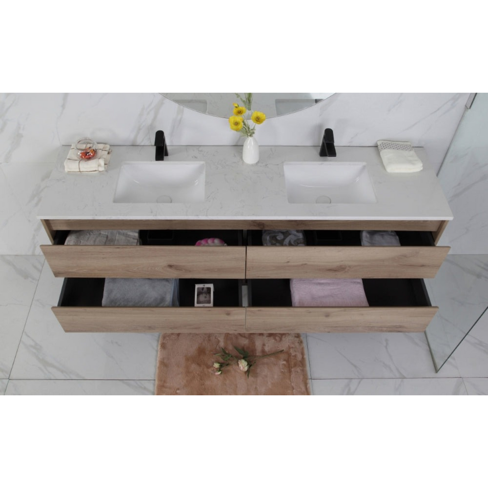 AULIC MAX WHITE OAK 1500MM DOUBLE BOWL WALL HUNG VANITY