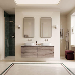 AULIC MAX WHITE OAK 1800MM DOUBLE BOWL WALL HUNG VANITY