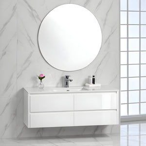 AULIC LEONA GLOSS WHITE 1200MM SINGLE BOWL WALL HUNG VANITY