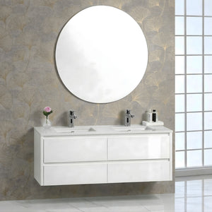 AULIC LEONA GLOSS WHITE 1800MM DOUBLE BOWL WALL HUNG VANITY