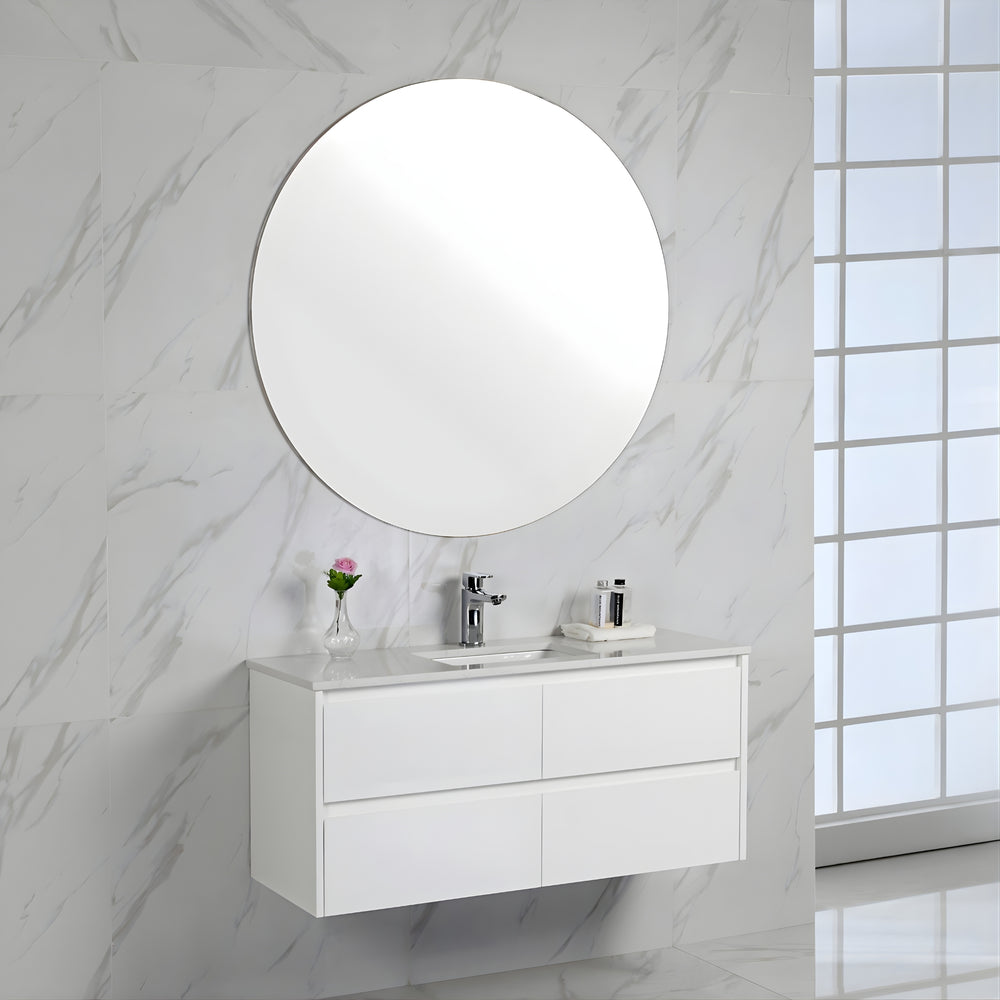 AULIC LEONA GLOSS WHITE 600MM SINGLE BOWL WALL HUNG VANITY
