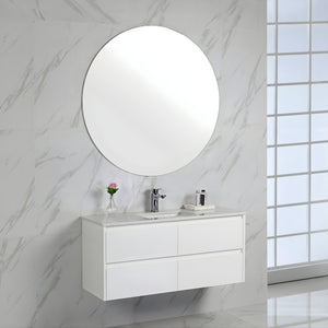 AULIC LEONA GLOSS WHITE 600MM SINGLE BOWL WALL HUNG VANITY