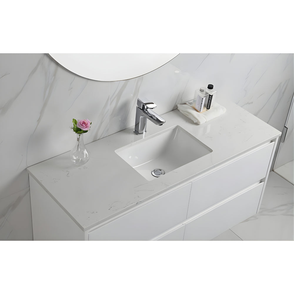 AULIC LEONA GLOSS WHITE 1500MM DOUBLE BOWL WALL HUNG VANITY
