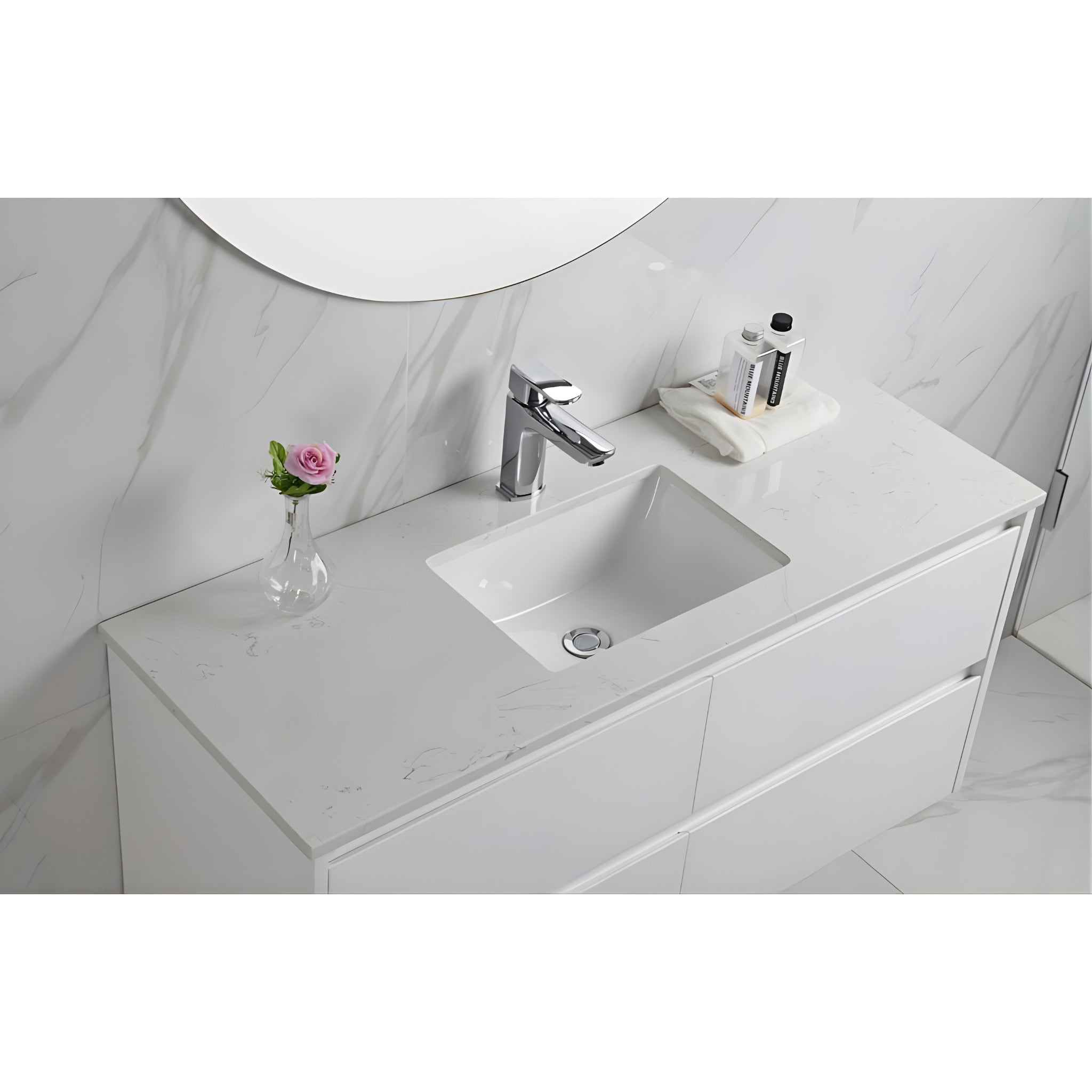 AULIC LEONA GLOSS WHITE 1500MM DOUBLE BOWL WALL HUNG VANITY