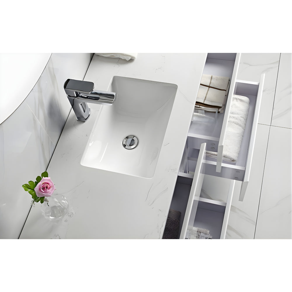 AULIC LEONA GLOSS WHITE 1500MM DOUBLE BOWL WALL HUNG VANITY