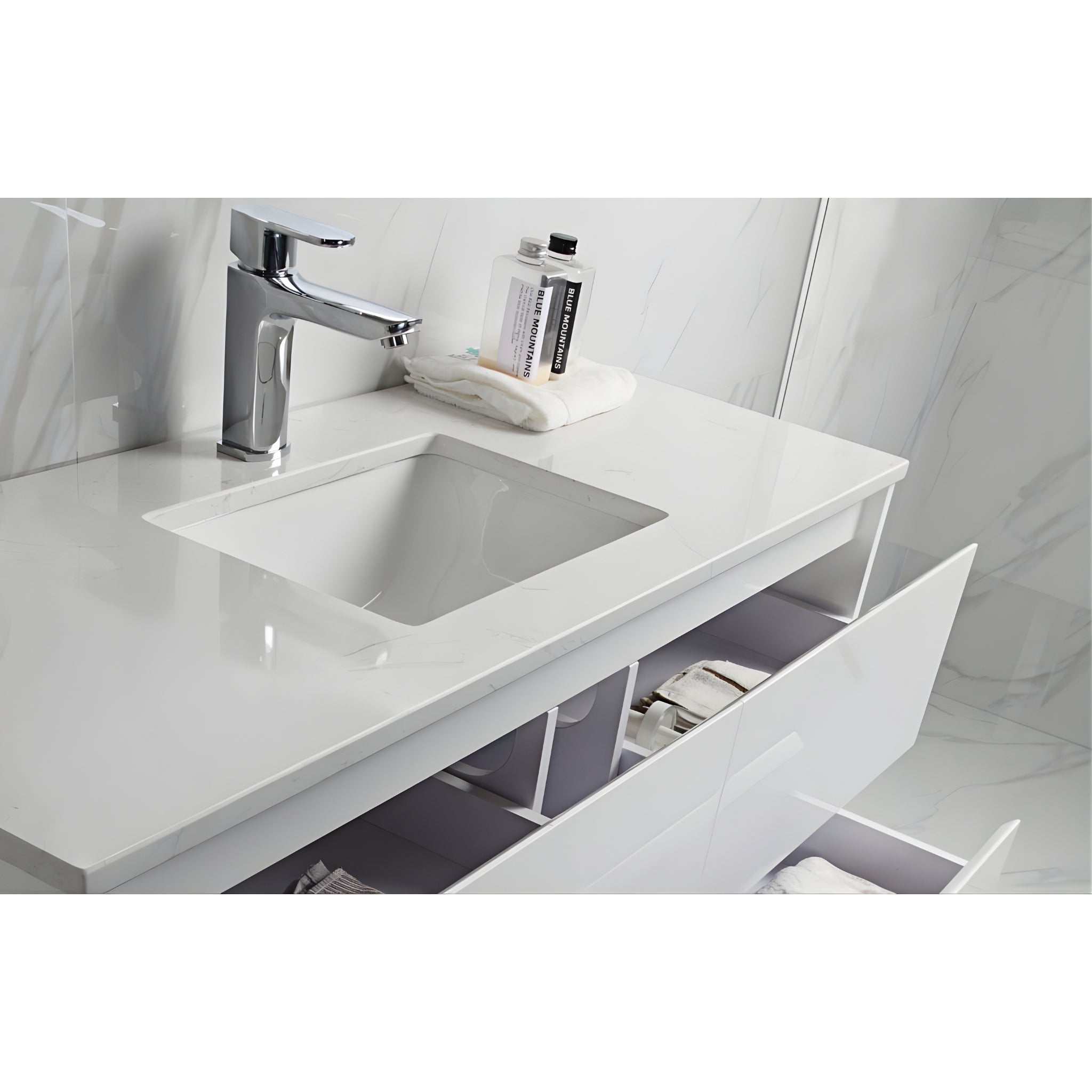 AULIC LEONA GLOSS WHITE 1500MM DOUBLE BOWL WALL HUNG VANITY