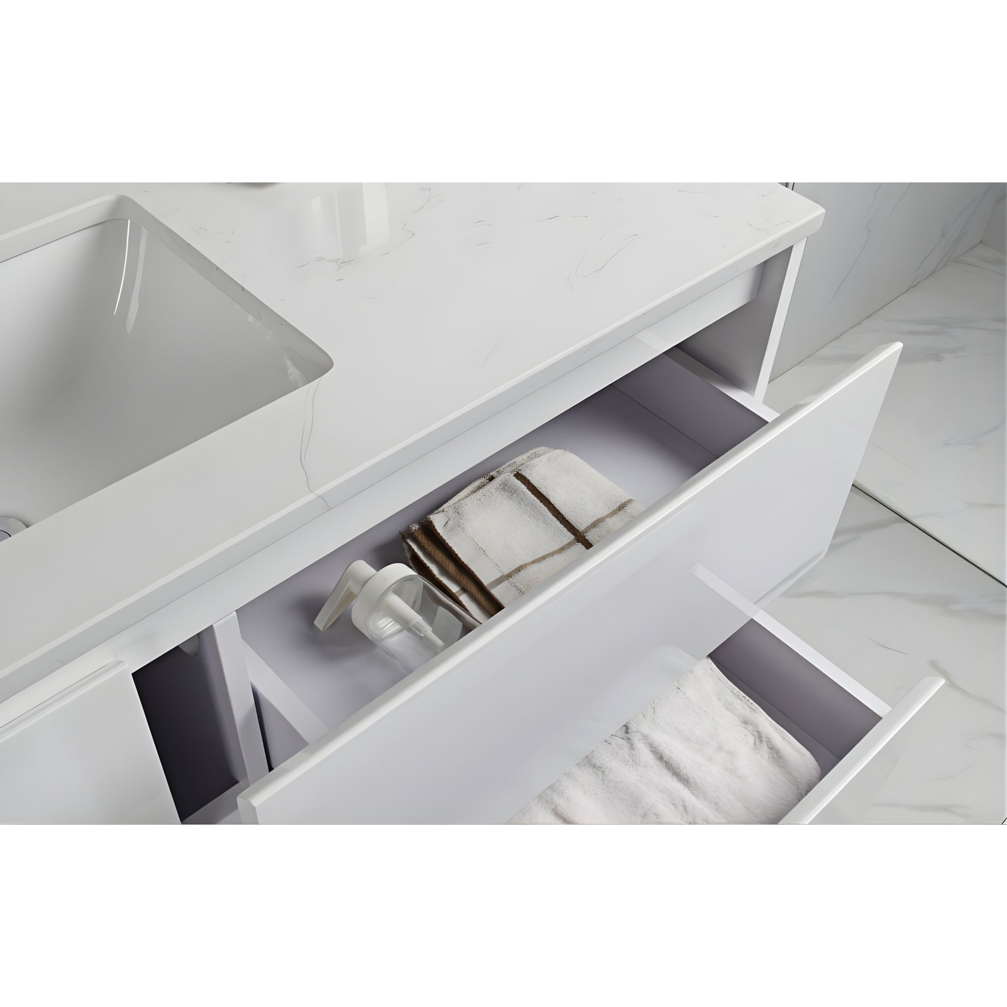 AULIC LEONA GLOSS WHITE 1500MM DOUBLE BOWL WALL HUNG VANITY