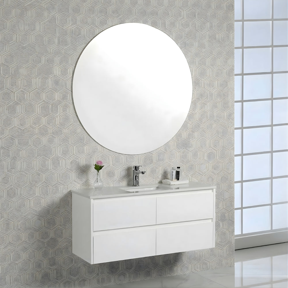 AULIC LEONA GLOSS WHITE 750MM SINGLE BOWL WALL HUNG VANITY