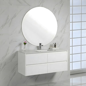 AULIC LEONA GLOSS WHITE 900MM SINGLE BOWL WALL HUNG VANITY