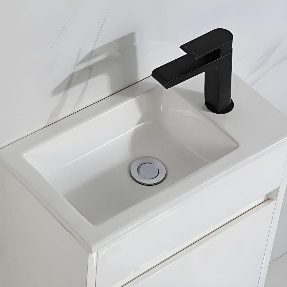 AULIC BRANT GLOSS WHITE  450MM SPACE SAVING SINGLE BOWL WALL HUNG VANITY