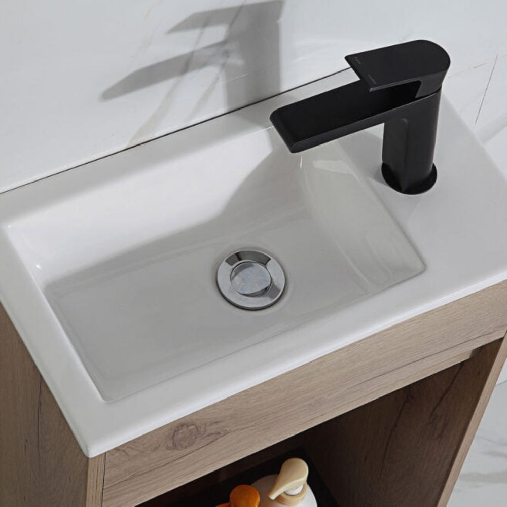 AULIC REVIT WHITE OAK 450MM SPACE SAVING SINGLE BOWL WALL HUNG VANITY