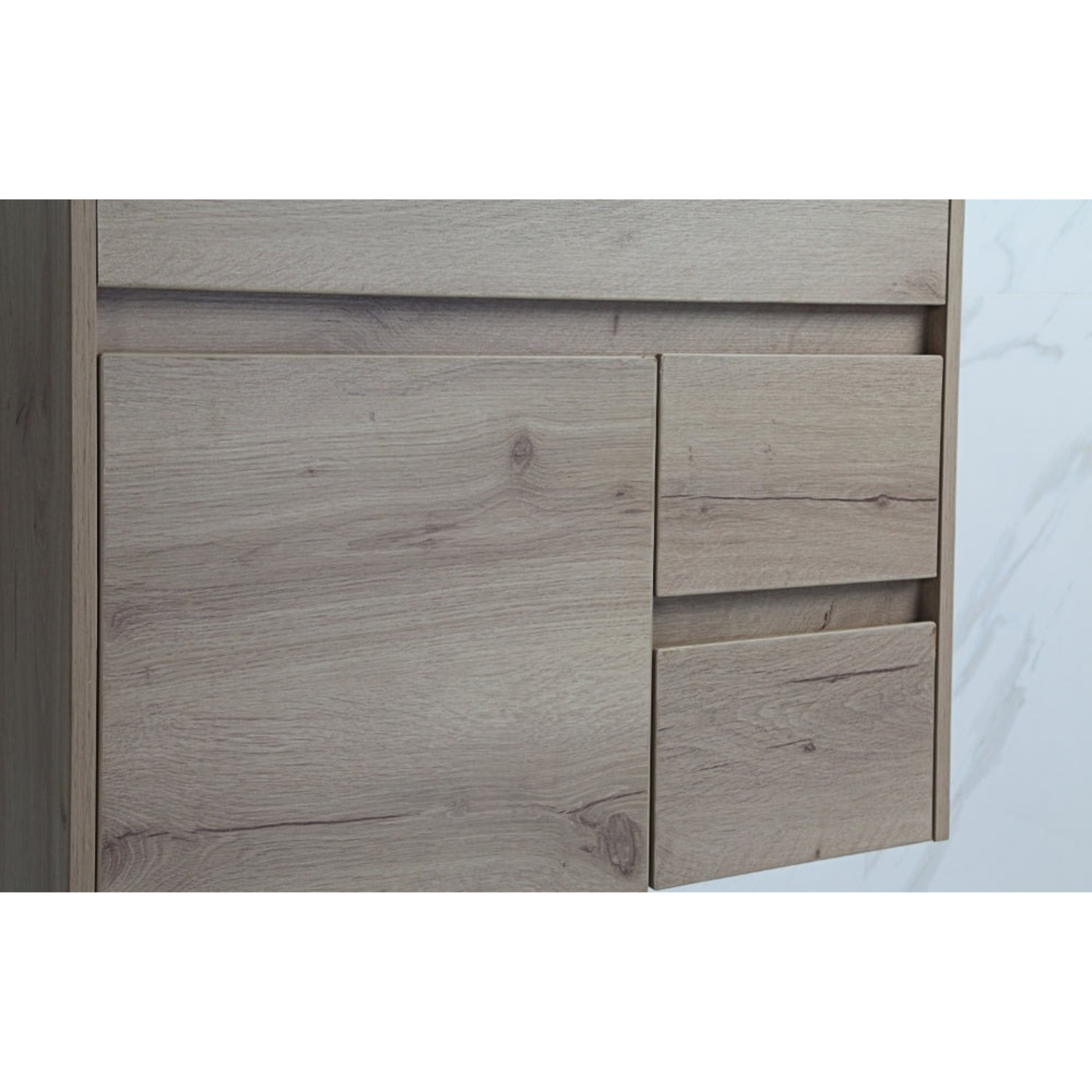 AULIC YORK WHITE OAK 750MM SPACE SAVING SINGLE BOWL WALL HUNG VANITY