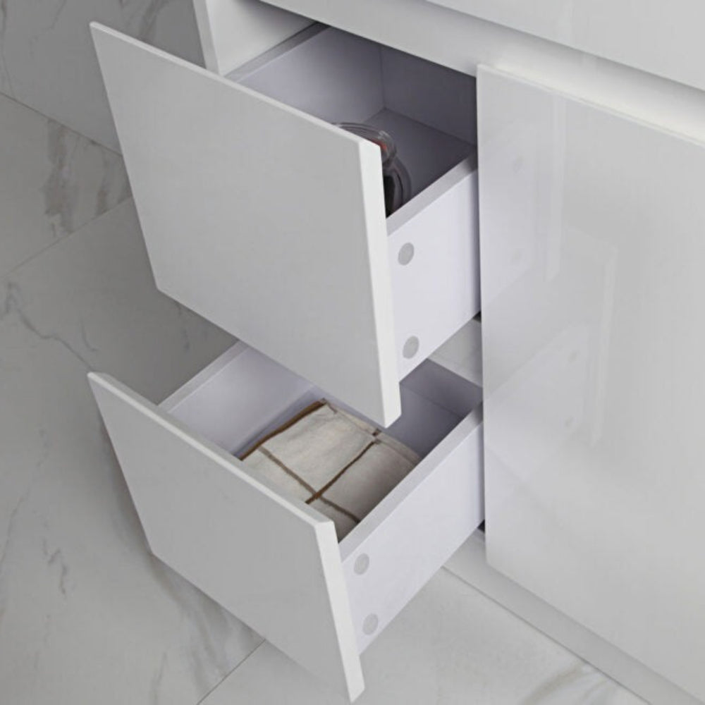 AULIC MAYA WHITE 750MM SPACE SAVING SINGLE BOWL WALL HUNG VANITY