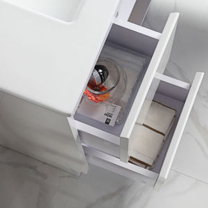 AULIC MAYA WHITE 900MM SPACE SAVING SINGLE BOWL WALL HUNG VANITY