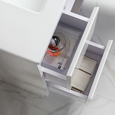 AULIC MAYA WHITE 900MM SPACE SAVING SINGLE BOWL WALL HUNG VANITY