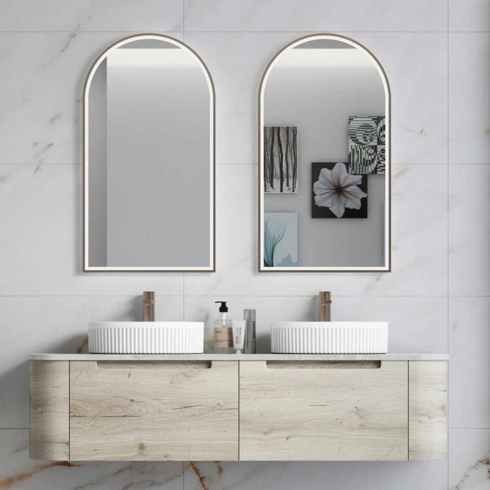 AULIC HAMILTON WHITE OAK 1500MM DOUBLE BOWL WALL HUNG VANITY