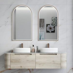 AULIC HAMILTON WHITE OAK 1500MM DOUBLE BOWL WALL HUNG VANITY
