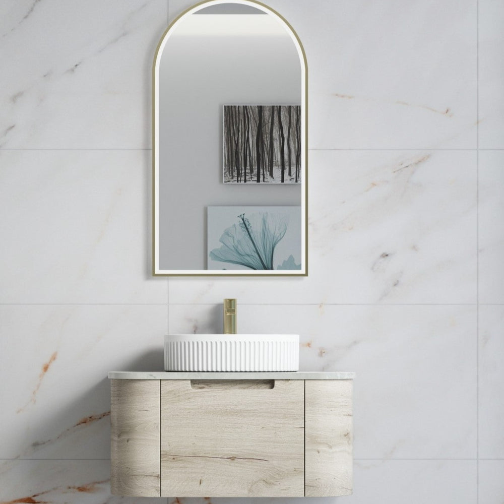 AULIC HAMILTON WHITE OAK 750MM SINGLE BOWL WALL HUNG VANITY