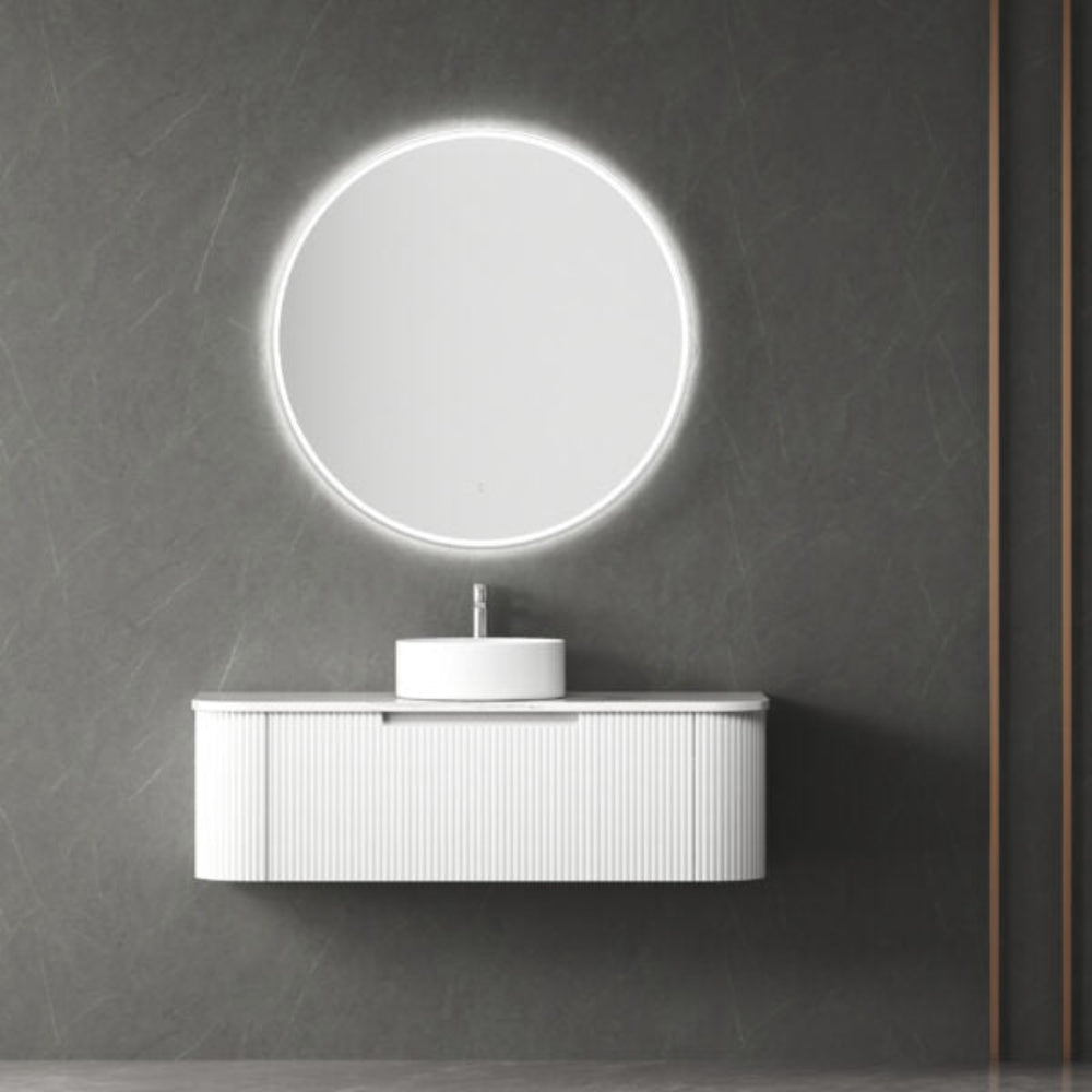 AULIC PETRA MARK II CURVED MATTE WHITE 1200MM SINGLE BOWL WALL HUNG VANITY