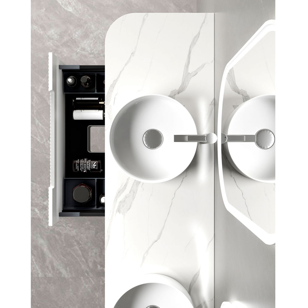 AULIC PETRA MARK II CURVED MATTE WHITE 1800MM DOUBLE BOWL WALL HUNG VANITY