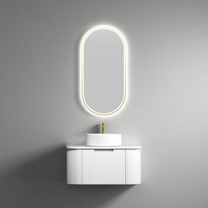 AULIC PETRA MARK II CURVED MATTE WHITE 750MM SINGLE BOWL WALL HUNG VANITY
