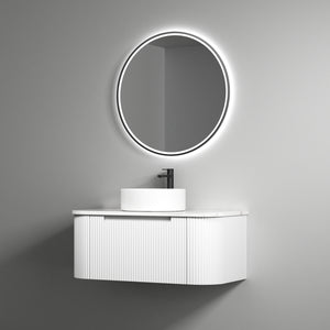 AULIC PETRA MARK II CURVED MATTE WHITE 900MM SINGLE BOWL WALL HUNG VANITY