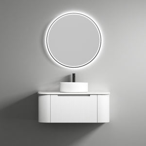 AULIC PETRA MARK II CURVED MATTE WHITE 900MM SINGLE BOWL WALL HUNG VANITY