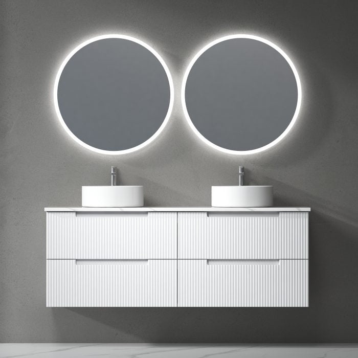 AULIC VERONA MARK II MATTE WHITE 1500MM DOUBLE BOWL WALL HUNG VANITY