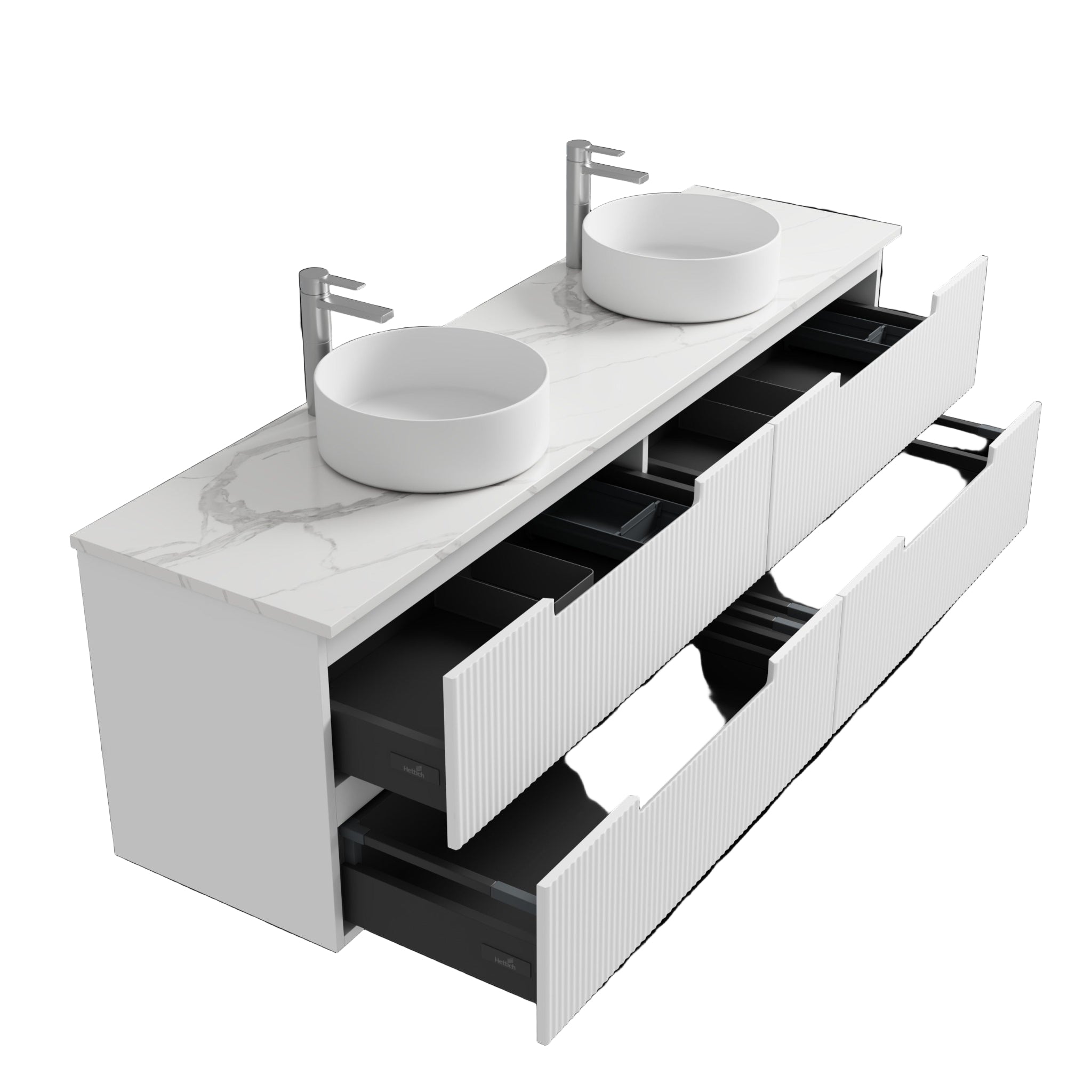 AULIC VERONA MARK II MATTE WHITE 1800MM DOUBLE BOWL WALL HUNG VANITY