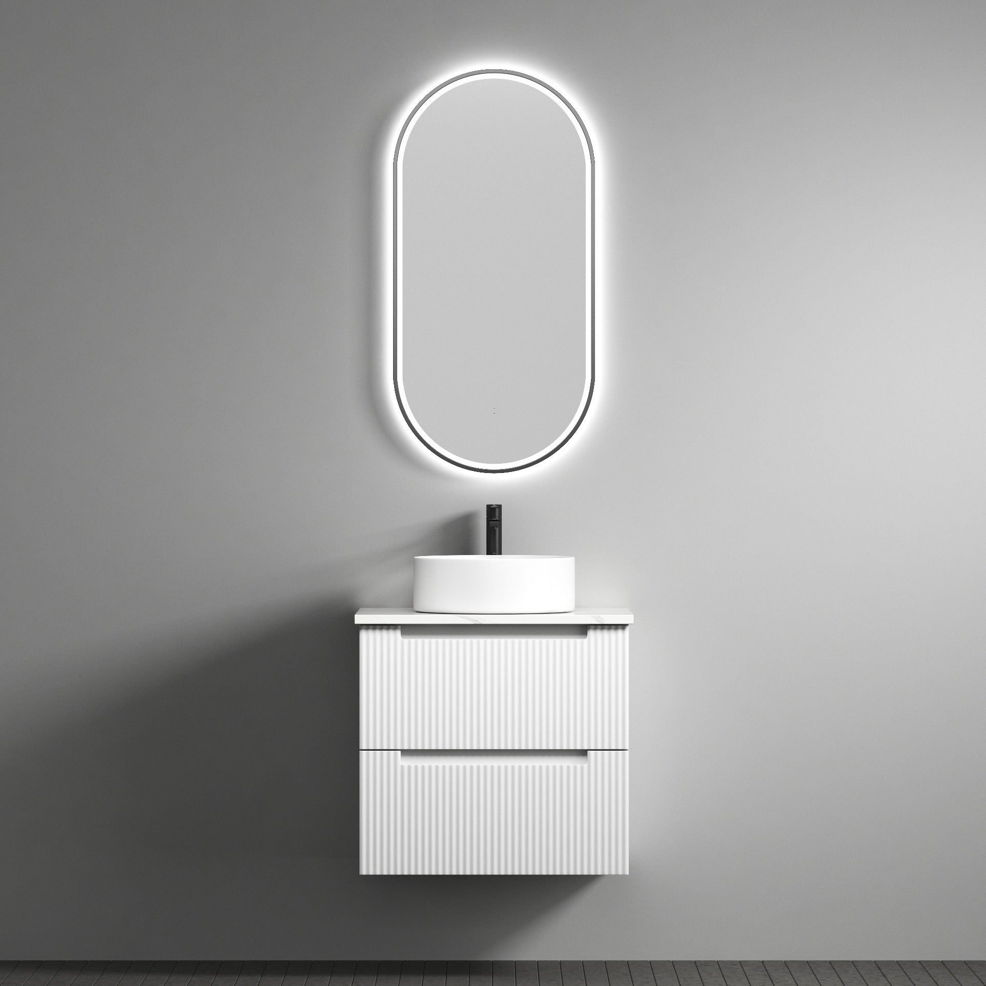 AULIC VERONA MARK II MATTE WHITE 600MM SINGLE BOWL WALL HUNG VANITY