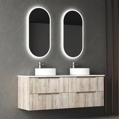 AULIC TUSCANA WOOD GRAIN 1500MM DOUBLE BOWL WALL HUNG VANITY