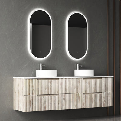 AULIC TUSCANA WOOD GRAIN 1800MM DOUBLE BOWL WALL HUNG VANITY
