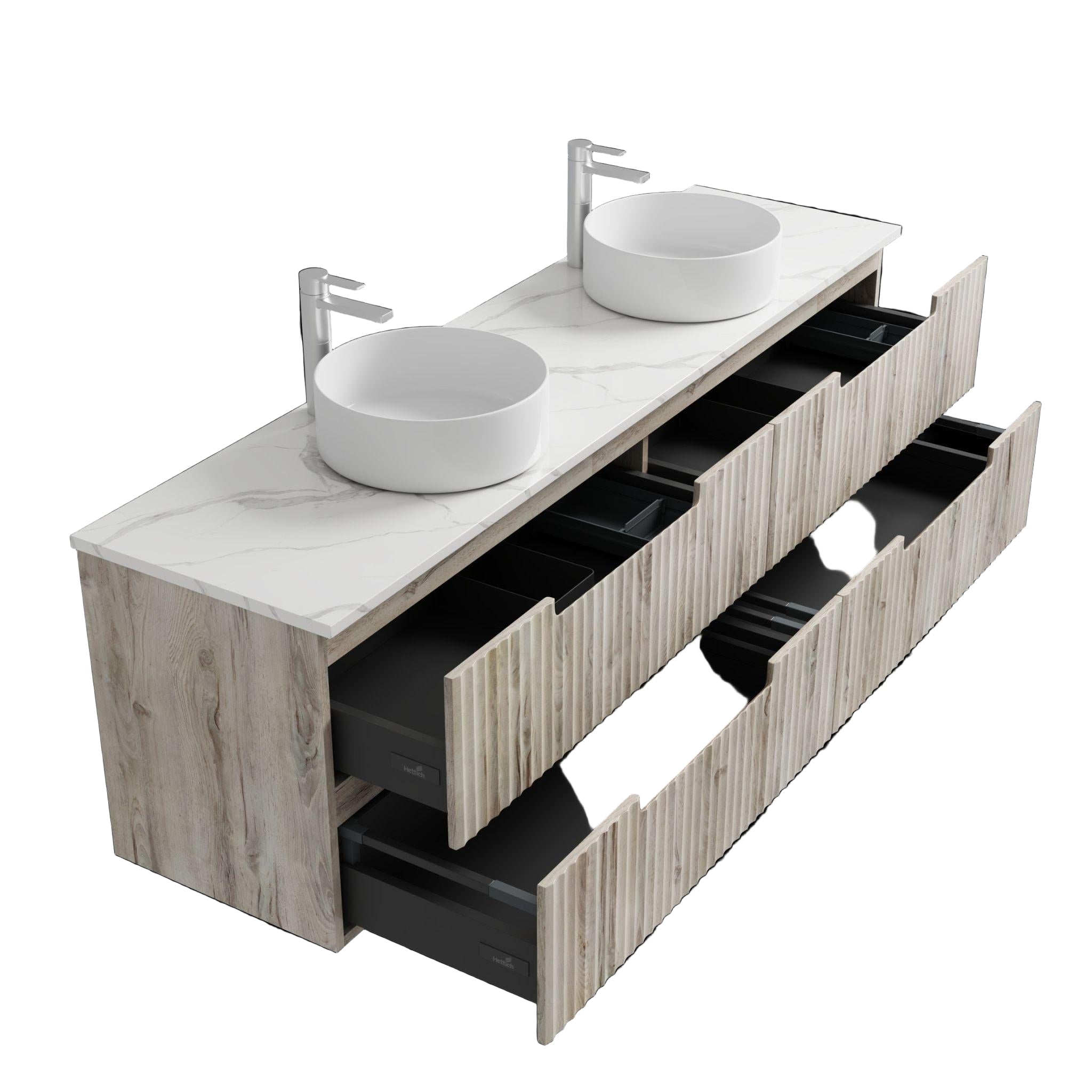 AULIC TUSCANA WOOD GRAIN 1800MM DOUBLE BOWL WALL HUNG VANITY