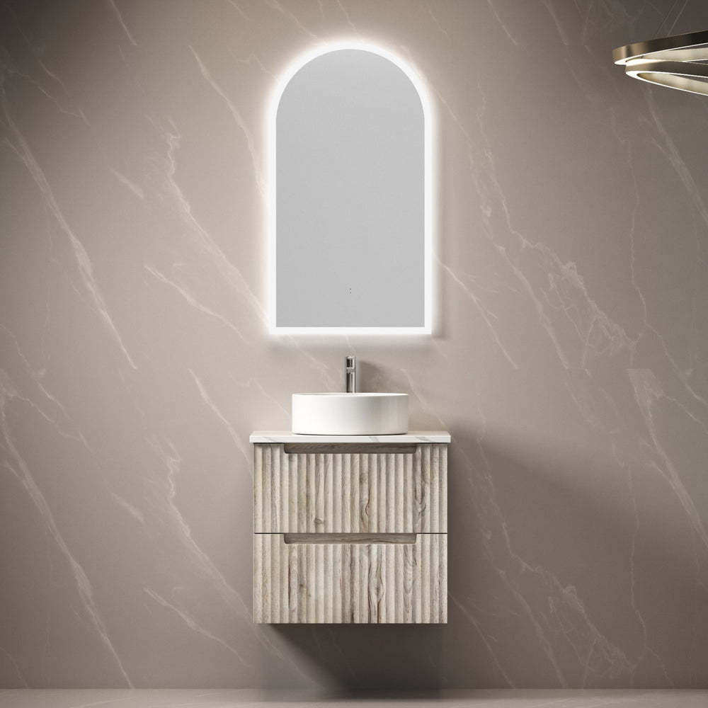 AULIC TUSCANA WOOD GRAIN 600MM SINGLE BOWL WALL HUNG VANITY