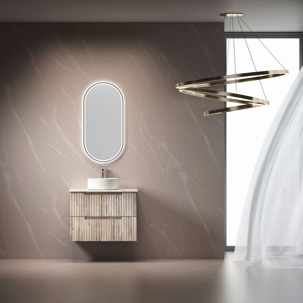 AULIC TUSCANA WOOD GRAIN 750MM SINGLE BOWL WALL HUNG VANITY