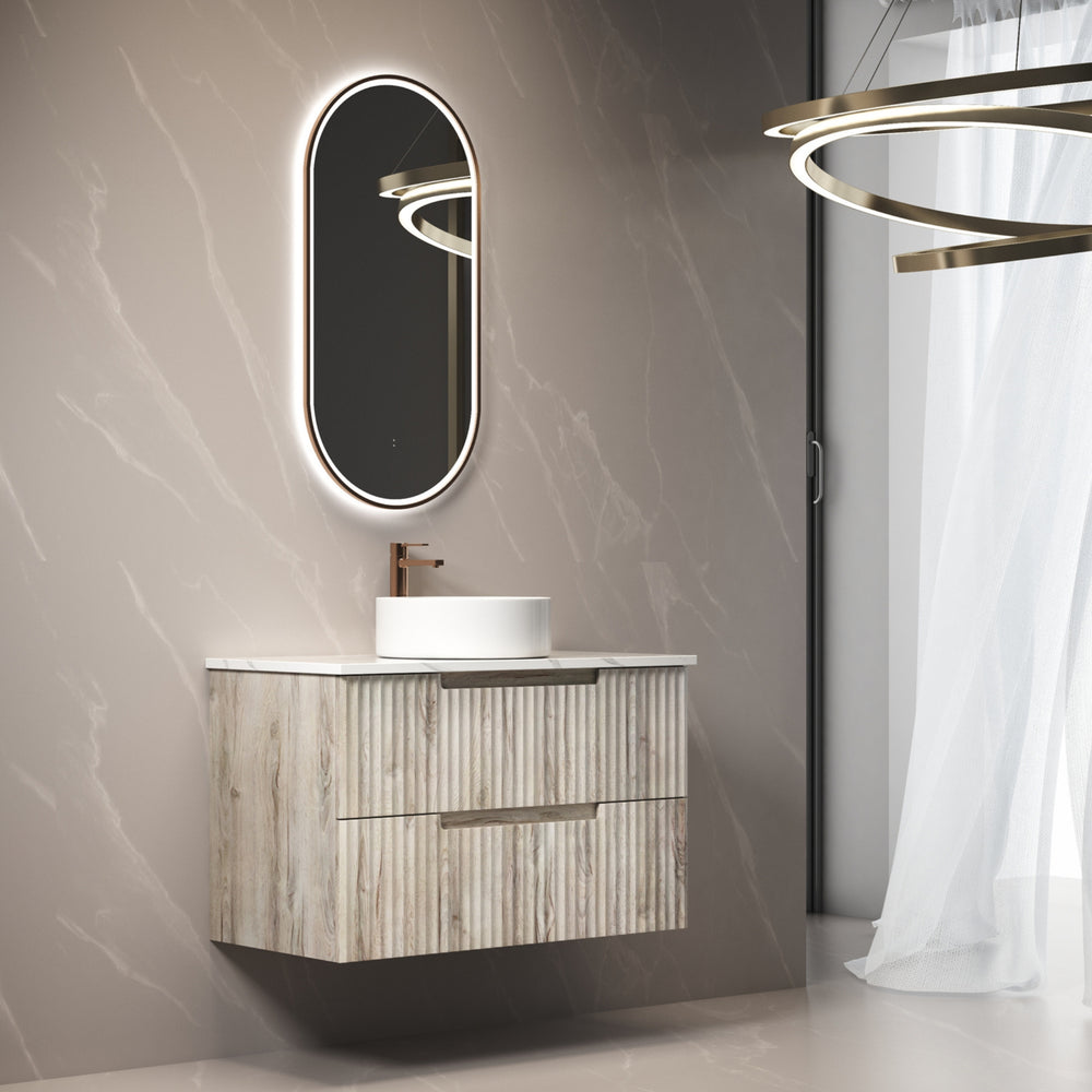 AULIC TUSCANA WOOD GRAIN 900MM SINGLE BOWL WALL HUNG VANITY