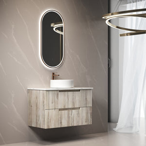 AULIC TUSCANA WOOD GRAIN 900MM SINGLE BOWL WALL HUNG VANITY
